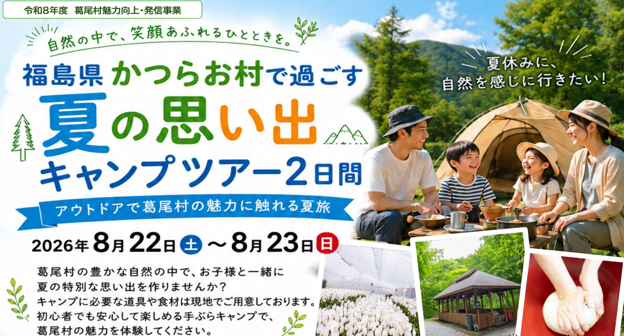 【参加者募集】「福島県かつらお村で過ごす夏の思い出キャンプツアー2日間」を開催します!